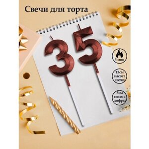 Свечи для торта цифра " 35 " 5 см красный / грани