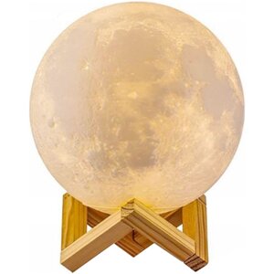Светильник ночник 3D шар Луна 15 см с пультом и подставкой