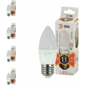 Светодиодная лампа ЭРА 11W эквивалент 100W 2700K 880Лм E27 свеча (комплект из 4 шт)