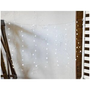 Световой занавес снежный вечер, 80 холодных белых micro LED-огней, 1.2х1+3 м, серебристый провод, Kaemingk 483647