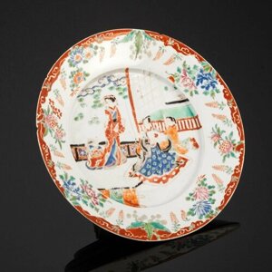 Тарелка обеденная "Отдых в саду", фарфор, роспись, Япония, 1900-1920 гг.