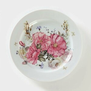 Тарелка «Розовый цветок», фарфор, d=24 см