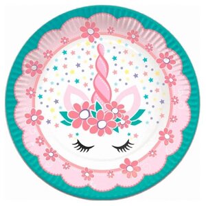 Тарелки бумажные ПатиБум "Единорог Pink&Tiffany", 18см, 6шт, 3 штуки