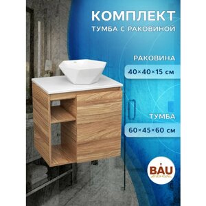 Тумба Bau Dream Blackwood 60 правая, раковина BAU Crystal 40х40