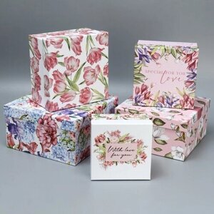 Упаковка подарочная, Набор коробок 5 в 1 «Цветочный сад», 14 х 14 х 8‒22 х 22 х 12 см