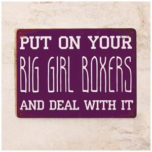 Винтажная табличка с надписью Big girl boxers, металл, 20х30 см