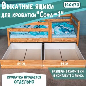 Выкатные ящики для кровати Софа - 1, цвет светло-коричневый, 140х70