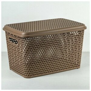 Ящик для хранения с крышкой "Ротанг", 23 л, 45x30x26,5 см, цвет коричневый