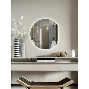 Зеркало для ванной Eclipse 70*60 круглое с правым срезом с нейтральной LED-подсветкой без кнопки