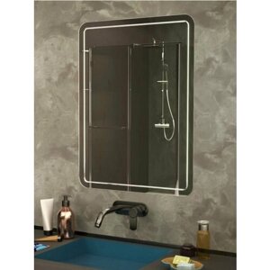 Зеркало для ванной комнаты настенное, интерьерное, прямоугольное, с гравировкой 55х75 см, без подсветки