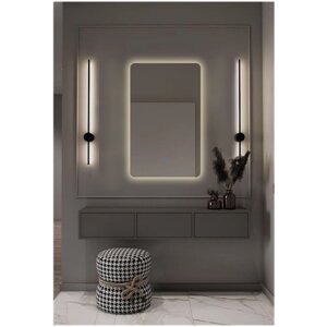 Зеркало для ванной Prisma 100*80 прямоугольное вертикальное "парящее" с тёплой LED-подсветкой