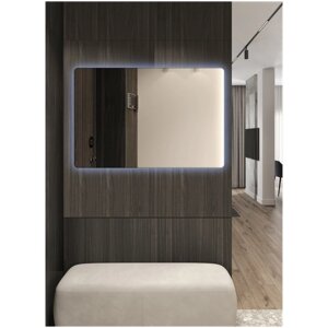 Зеркало для ванной Prisma 80*100 прямоугольное горизонтальное "парящее" с холодной LED-подсветкой