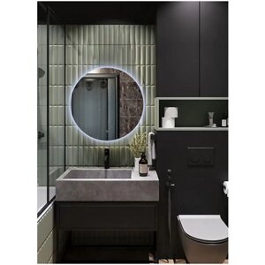 Зеркало для ванной Sun D40 круглое "парящее" с холодной LED-подсветкой