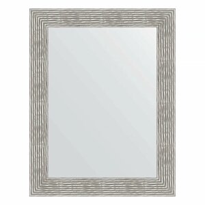Зеркало настенное EVOFORM в багетной раме волна хром, 70х90 см, для гостиной, прихожей, кабинета, спальни и ванной комнаты, BY 3185