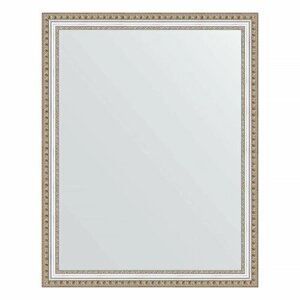 Зеркало настенное EVOFORM в багетной раме золотые бусы на серебре, 75х95 см, для гостиной, прихожей, кабинета, спальни и ванной комнаты, BY 1042