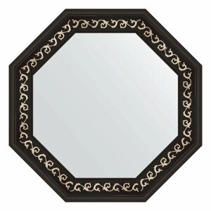Зеркало настенное Octagon EVOFORM в багетной раме чёрный ардеко, 65х65 см, для гостиной, прихожей, кабинета, спальни и ванной комнаты, BY 3767