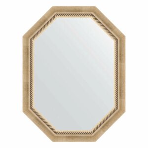 Зеркало настенное Polygon EVOFORM в багетной раме состаренное серебро с плетением, 63х83 см, для гостиной, прихожей и ванной комнаты, BY 7111
