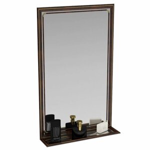 Зеркало с полочкой 121П корень, ШхВ 50х80 см, с полкой, зеркала для офиса, прихожих и ванных комнат