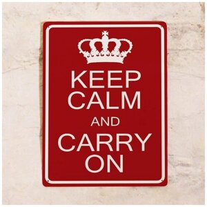 Жестяная табличка Keep calm and carry on, металл, 20х30 см