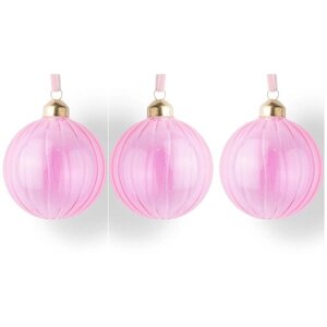 13026 Набор елочных шариков Розовый полупрозрачный шар 8 см 3 шт Кarlsbach