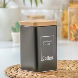 Банка для сыпучих продуктов «Lifestyle кофе», 9915 см, цвет чёрный (комплект из 4 шт)