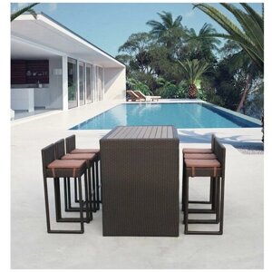 Барный комплект плетеной мебели Афина T390AD/Y390A-W63 6Pcs Brown