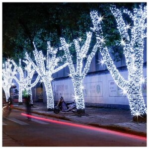 BEAUTY LED Гирлянды на дерево Клип Лайт Quality Light 30 м, 300 холодных белых LED ламп, с мерцанием, прозрачный ПВХ, IP44 *