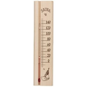 Большой спиртовой термометр для бани и сауны с основой из липы, до +140 гр