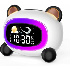 Будильник детский Мишка Панда, ночник детский музыкальный для сна в форме медвежонка, часы электронные настольные с подсветкой медведь панда.