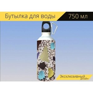 Бутылка фляга для воды "Мозаика, камни, стекло" 750 мл. с карабином и принтом
