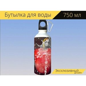 Бутылка фляга для воды "Перец, красный, красный перец" 750 мл. с карабином и принтом