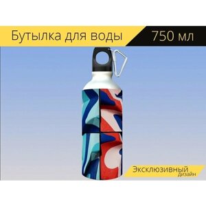 Бутылка фляга для воды "Произведение искусства, изобразительное искусство, пластик" 750 мл. с карабином и принтом