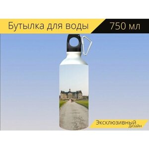 Бутылка фляга для воды "Замок, дворец, строительство" 750 мл. с карабином и принтом