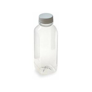 Бутылка пластиковая 1 л квадратная с пробкой, крышкой, широкое горло 38 мм, прозрачная, 50 шт.