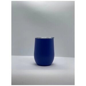 Чашка с крышкой, с двойными стенками нержавеющая сталь, пластик 354 мл, цвет синий матовое покрытие
