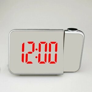 Часы - будильник электронные настольные с проекцией на потолок, календарем, 2ААА, USB (комплект из 2 шт)