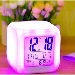 Часы куб настольные с подсветкой электронные Хамелеон, функция будильника и ночника