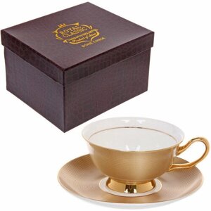 Чайная пара «Royal classic»кружка 200мл+блюдце) Золотой узор, в подарочной коробке
