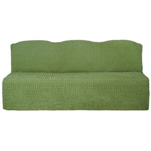 Чехол на трехместный диван без подлокотников и оборки, цвет Зеленый светлый