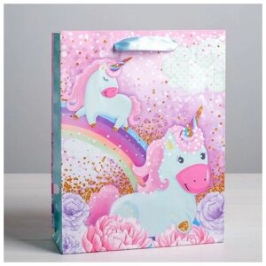 Дарите Счастье Пакет подарочный ламинированный вертикальный, упаковка, «Розовые мечты», ML 23 х 27 х 11,5 см
