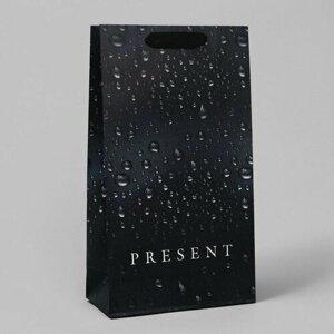 Дарите Счастье Пакет подарочный под две бутылки, упаковка, Black, 35 х 20 х 9 см