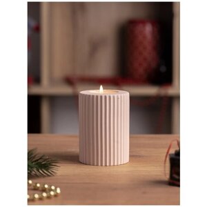 Декоративный подсвечник для чайной свечи Chloe M, 7x10 см, бетон, розовый матовый