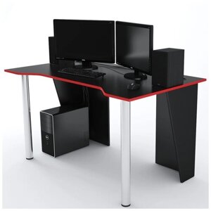 Дизайн Фабрика компьютерный стол LevelUP, ШхГхВ: 140х74х73.2 см, цвет: черный/красный