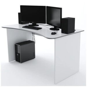 Дизайн Фабрика компьютерный стол SURF, ШхГхВ: 140х71.6х73.2 см, цвет: белый/серый