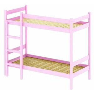 Двухъярусная кровать из массива сосны со сплошным основанием, 190х100 см (габариты 200х110), цвет розовый