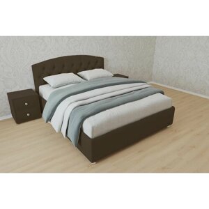 Двуспальная кровать Берлин 140x200 основание металлическое с ламелями велюр коричневый без ножек