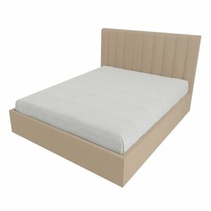 Двуспальная кровать Челси Эко 160x200 с подъемным механизмом и с коробом для белья велюр бежевый ножки 5 см