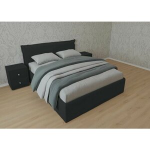Двуспальная кровать Дели 140x200 основание металлическое с ламелями велюр черный