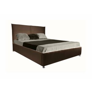 Двуспальная кровать Элен 160x200 с подъемным механизмом и с коробом для белья велюр коричневый ножки 5 см