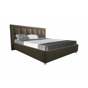 Двуспальная кровать Флорида 160x200 с подъемным механизмом и с коробом для белья велюр коричневый без ножек